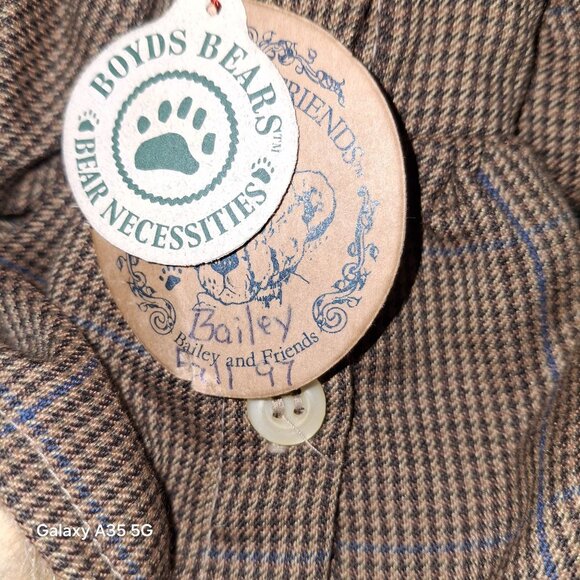 Boyds Bears Bailey And Friends Dec 1997 Plush Teddy Bear With Bow & Heart Accent - Picture 3 of 5